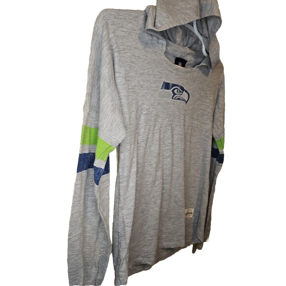 Seattle Seahawks NFL Lightweight Pullover Hoodie Gray Logo Girls Size L Large - Picture 6 of 8